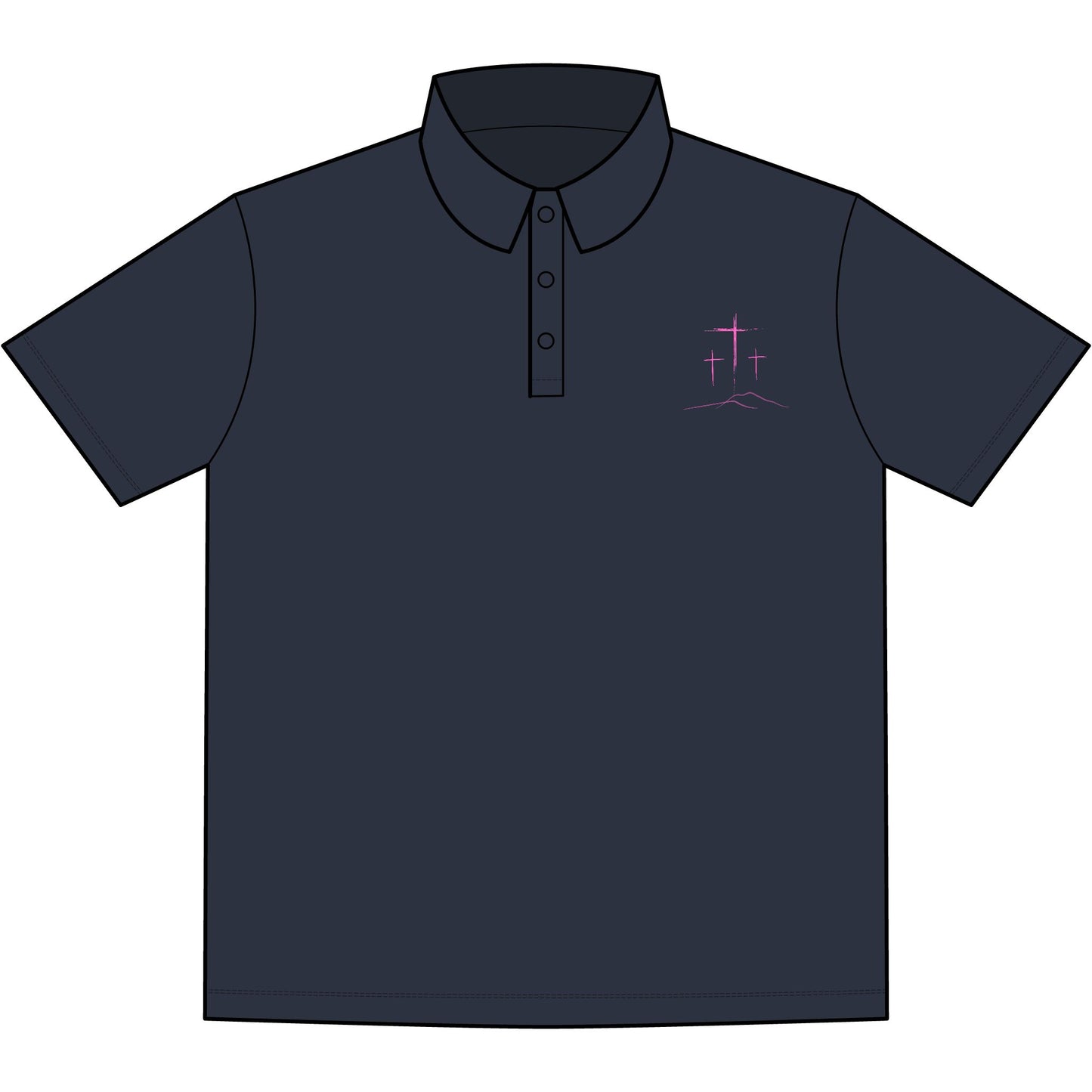 Men's 3 Pink Crosses - Jersey Polo Shirt β Embroidered Chest (Great looking)