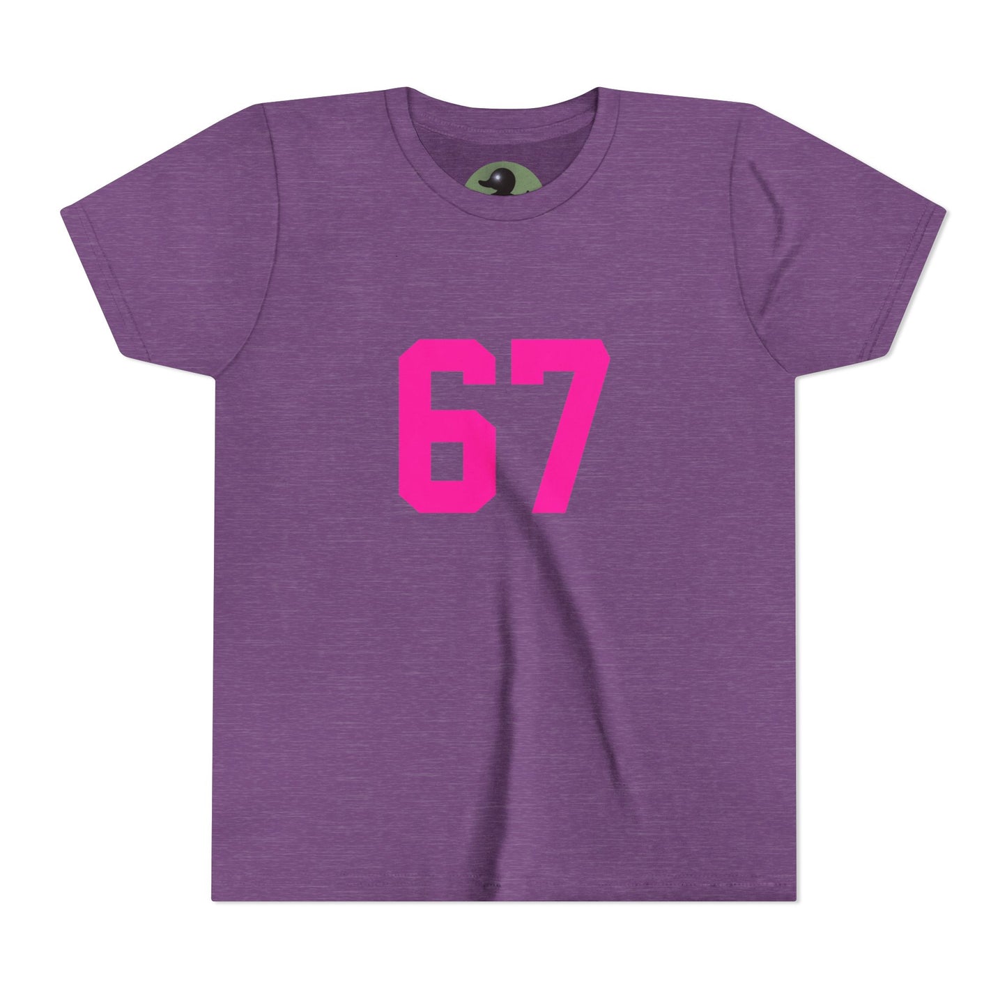 Youth Tee — Bold Pink "67" Number Sports Shirt, meme