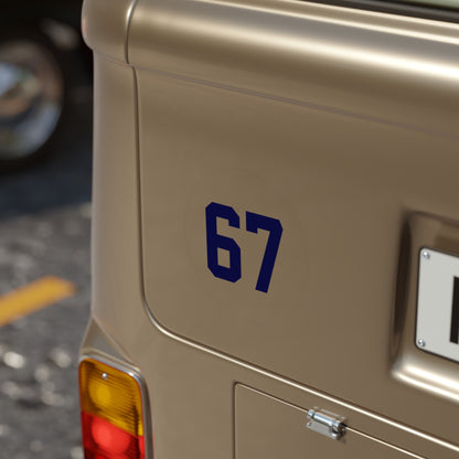 Round Transparent Outdoor Sticker — Navy '67' meme, Number Decal
