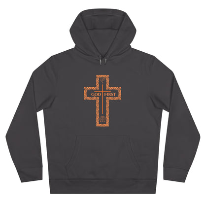 God First King Hoodie Sweatshirt with Decorative Cross Design