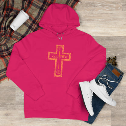 God First King Hoodie Sweatshirt with Decorative Cross Design
