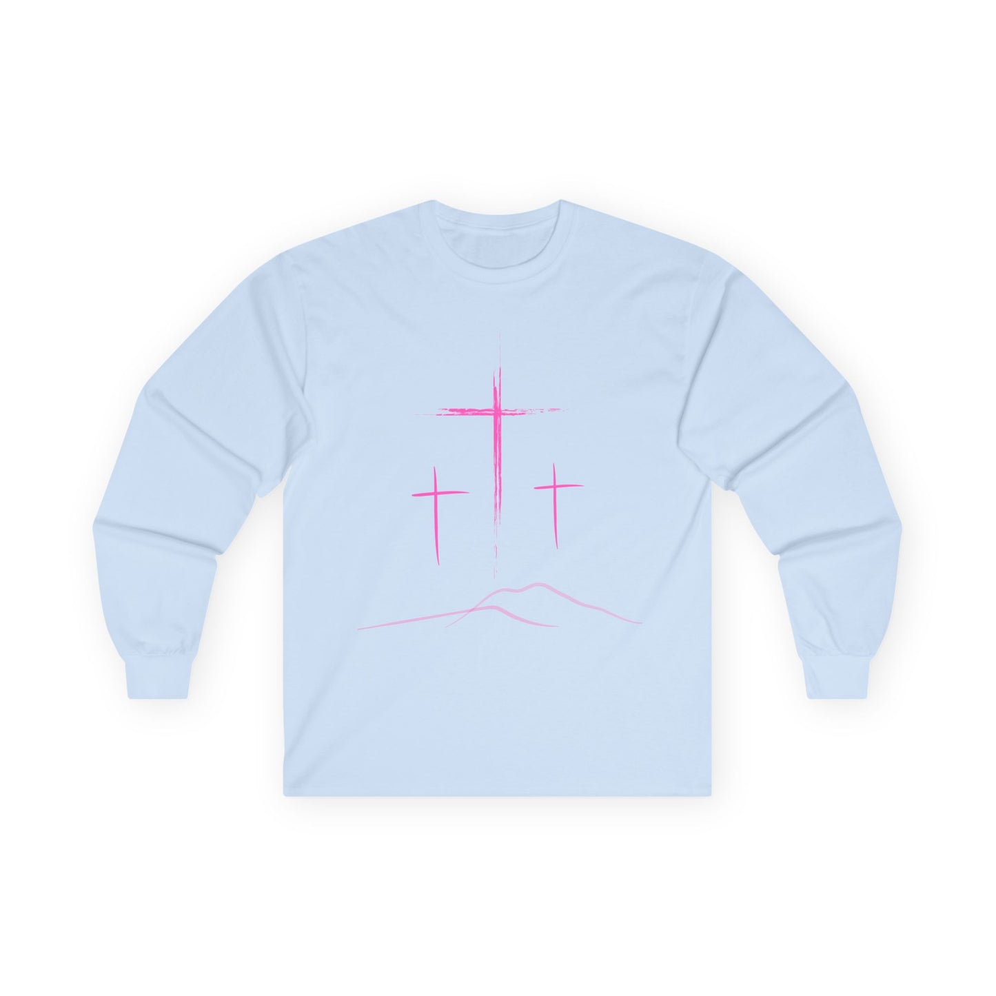Long Sleeve Tee - Minimal 3 Pink Cross Design