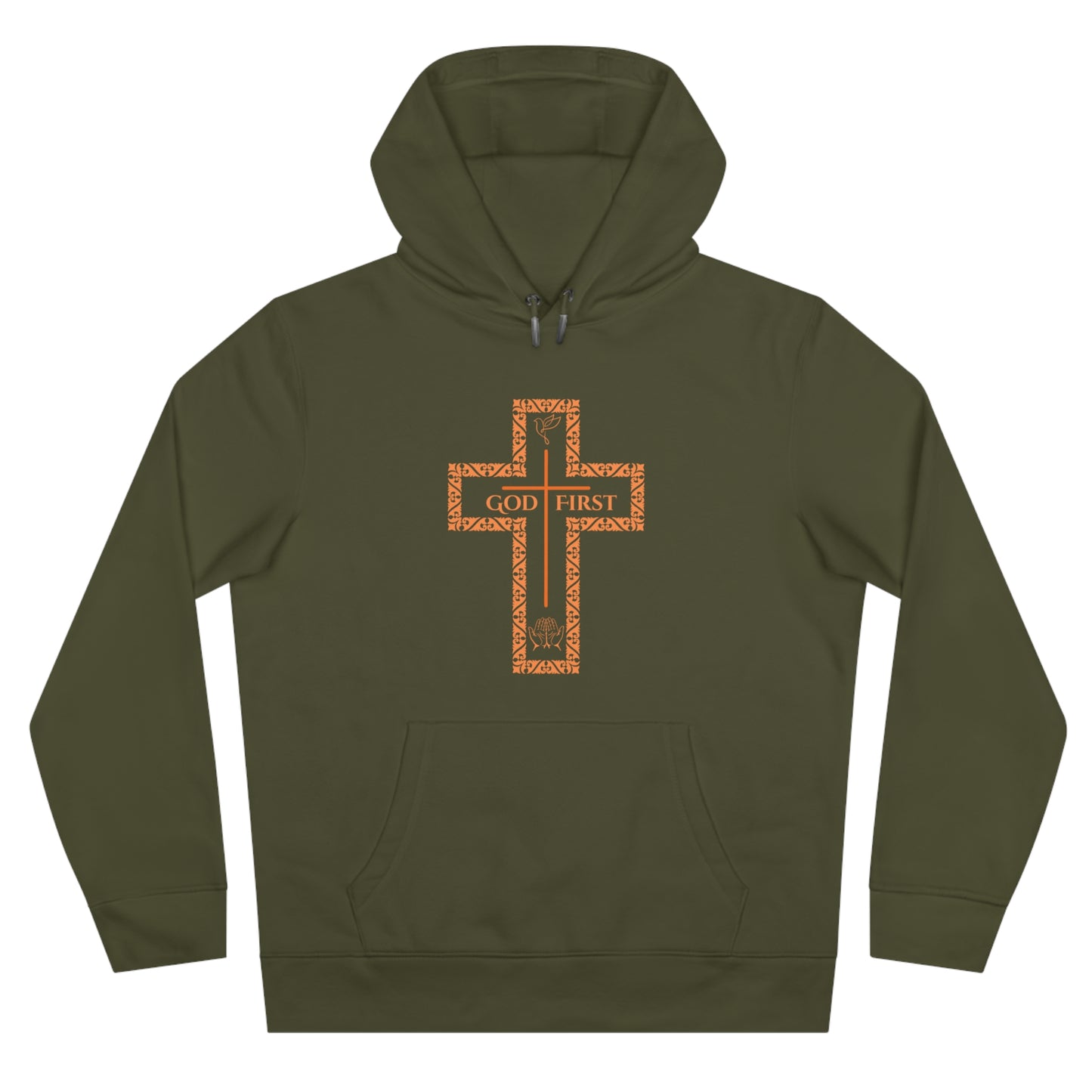 God First King Hoodie Sweatshirt with Decorative Cross Design