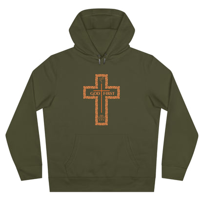God First King Hoodie Sweatshirt with Decorative Cross Design
