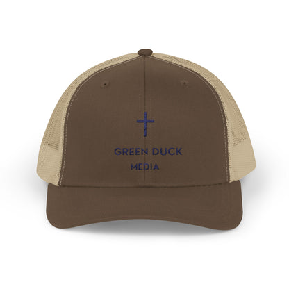 Cross Logo Trucker Hat - Green Duck Media Faith Collection