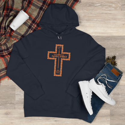 God First King Hoodie Sweatshirt with Decorative Cross Design