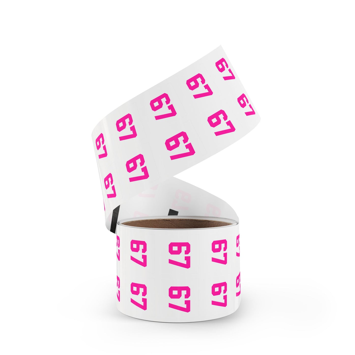 PINK - Number 67 Meme Square Sticker Rolls — Custom Sports Jersey Decal Labels