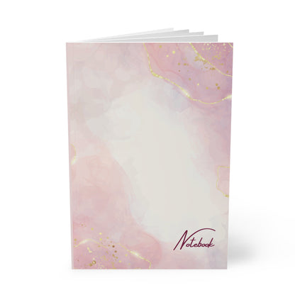 Pink & Gold Swirl Notebook – Aesthetic Lined Journal, Pretty Notebook for Students, Writers and Creative Women, A5 Size