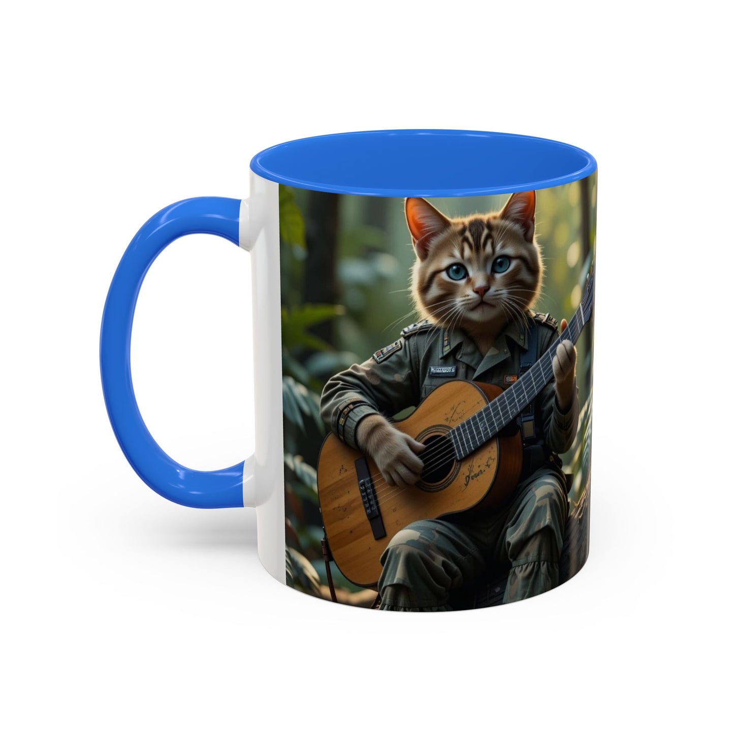 Taza de café con gato tocando la guitarra – Regalo divertido para amantes de la música y los gatos (11 oz y 15 oz)