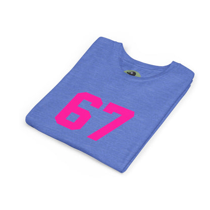 Youth Tee — Bold Pink "67" Number Sports Shirt, meme