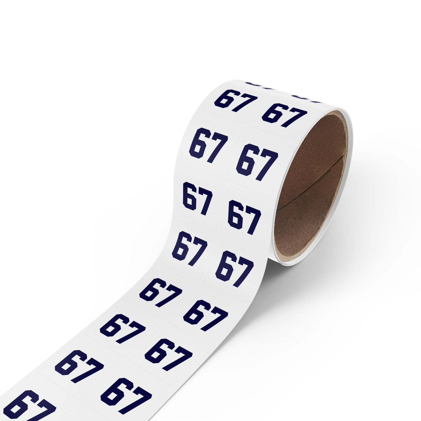 Number 67 Meme Square Sticker Rolls — Custom Sports Jersey Decal Labels