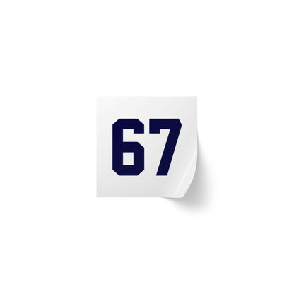 Number 67 Meme Square Sticker Rolls — Custom Sports Jersey Decal Labels