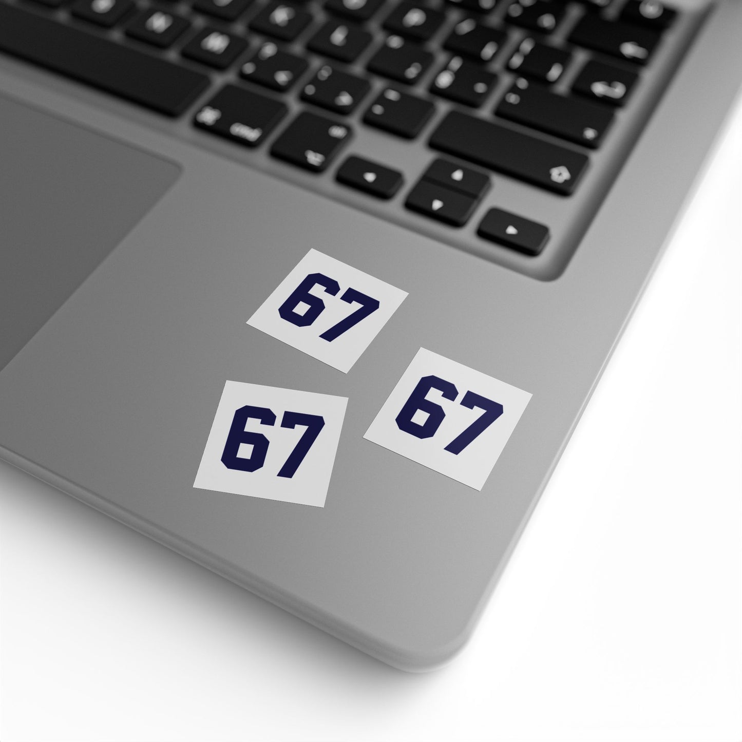 Number 67 Meme Square Sticker Rolls — Custom Sports Jersey Decal Labels