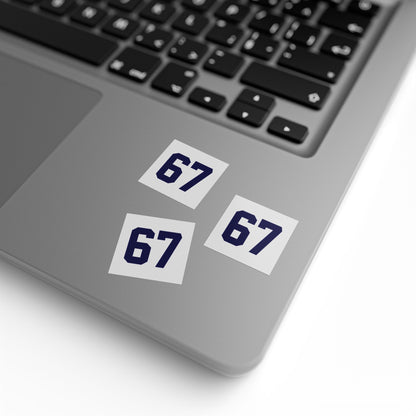 Number 67 Meme Square Sticker Rolls — Custom Sports Jersey Decal Labels