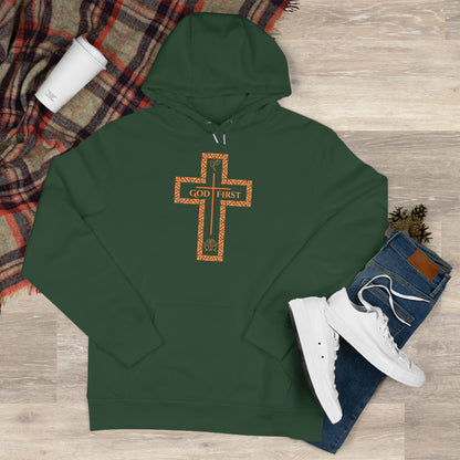 God First King Hoodie Sweatshirt with Decorative Cross Design