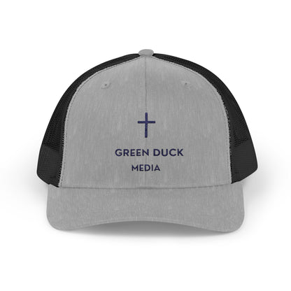 Cross Logo Trucker Hat - Green Duck Media Faith Collection