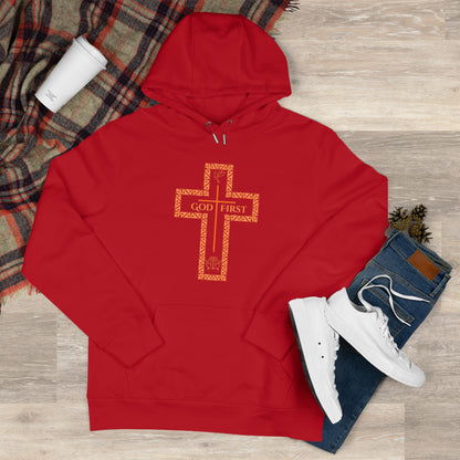 God First King Hoodie Sweatshirt with Decorative Cross Design