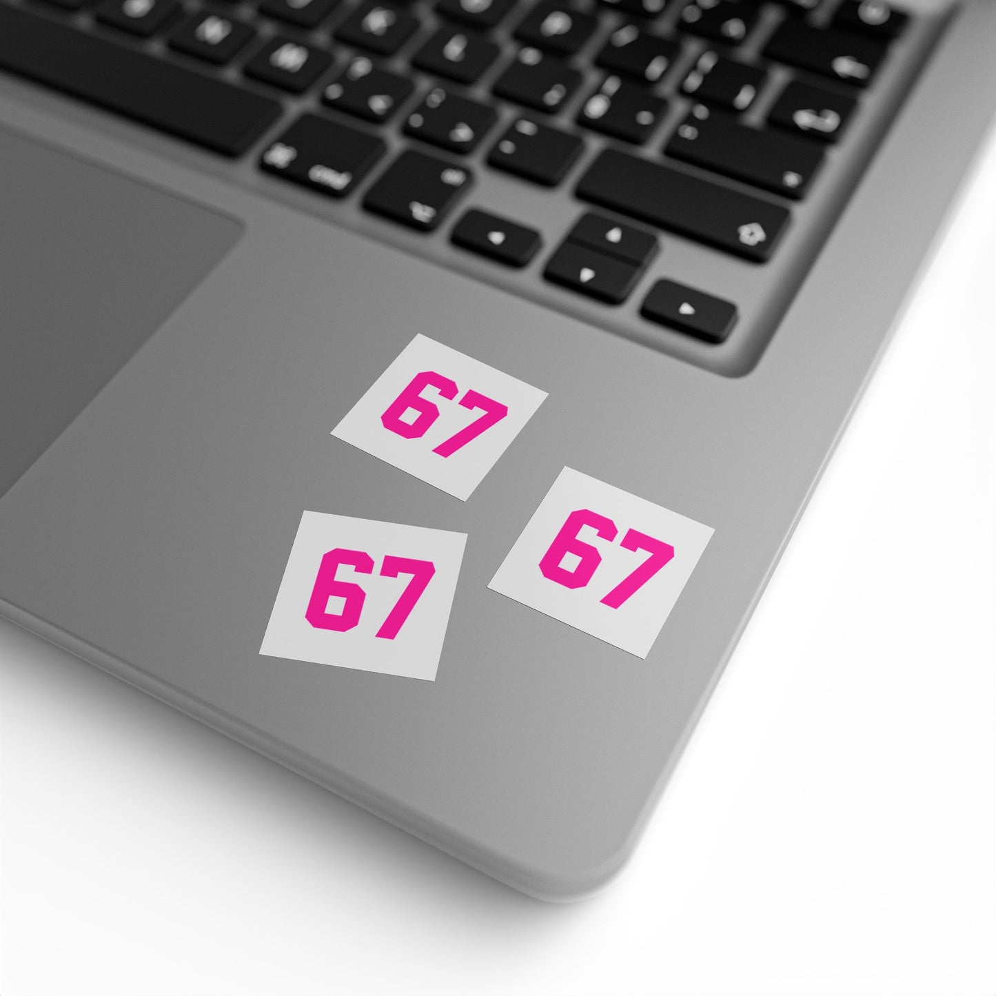 PINK - Number 67 Meme Square Sticker Rolls — Custom Sports Jersey Decal Labels