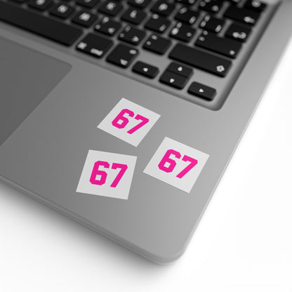 PINK - Number 67 Meme Square Sticker Rolls — Custom Sports Jersey Decal Labels