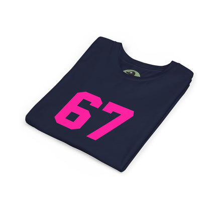 Youth Tee — Bold Pink "67" Number Sports Shirt, meme