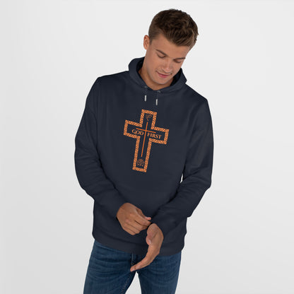 God First King Hoodie Sweatshirt with Decorative Cross Design