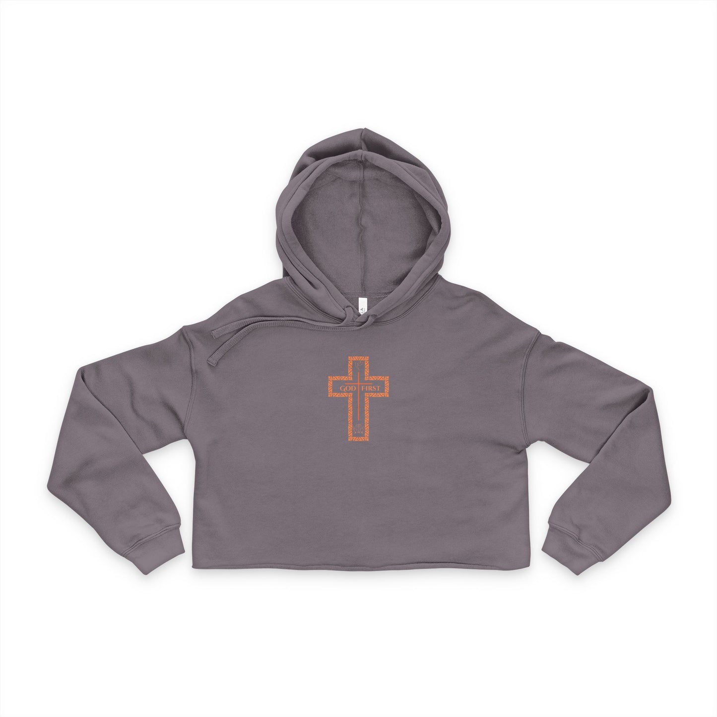 Cropped Hoodie - God First Cross Design