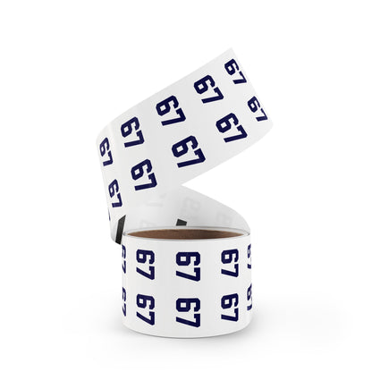 Number 67 Meme Square Sticker Rolls — Custom Sports Jersey Decal Labels