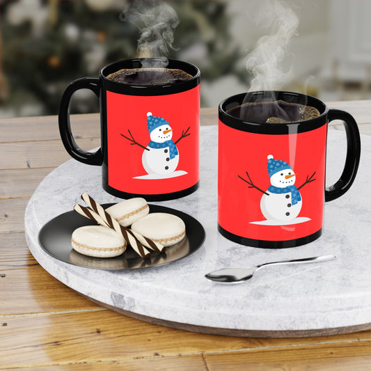 Christmas Coffee Mug - Snowman with red background