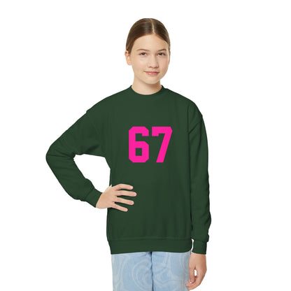 Youth Pink Number 67 Crewneck Sweatshirt, Meme Design