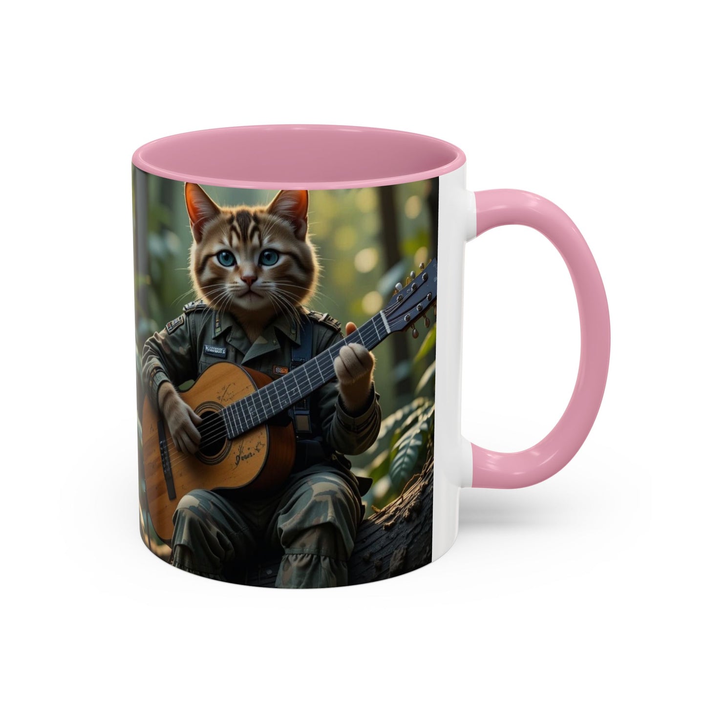 Taza de café con gato tocando la guitarra – Regalo divertido para amantes de la música y los gatos (11 oz y 15 oz)
