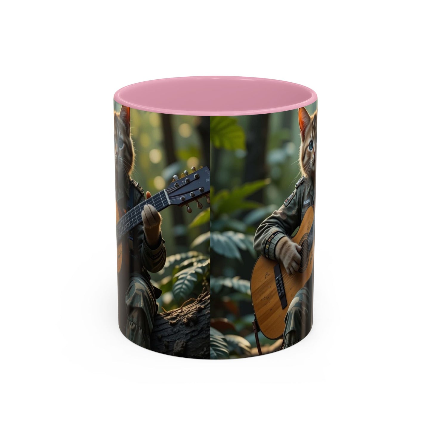 Taza de café con gato tocando la guitarra – Regalo divertido para amantes de la música y los gatos (11 oz y 15 oz)