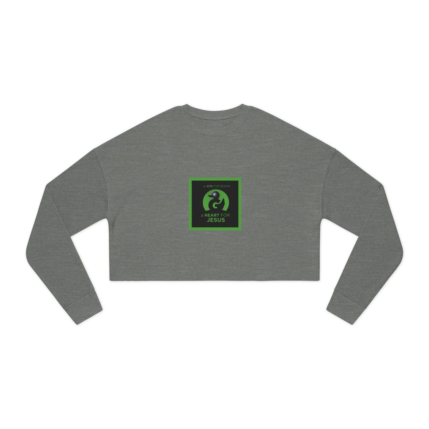 Premium gray crewneck sweatshirt with faith-based design and soft fleece interior