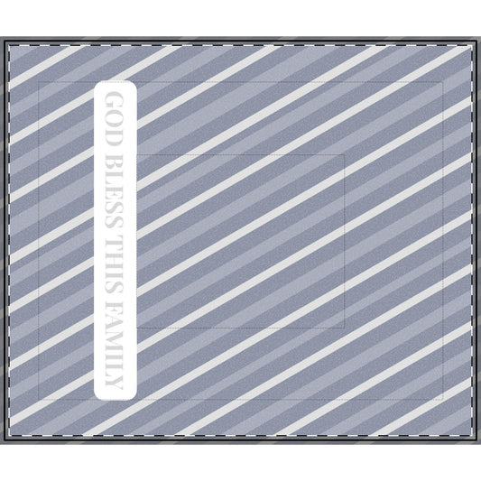 Comforter - Blue Gray and White Stripes With God Bless This Family
