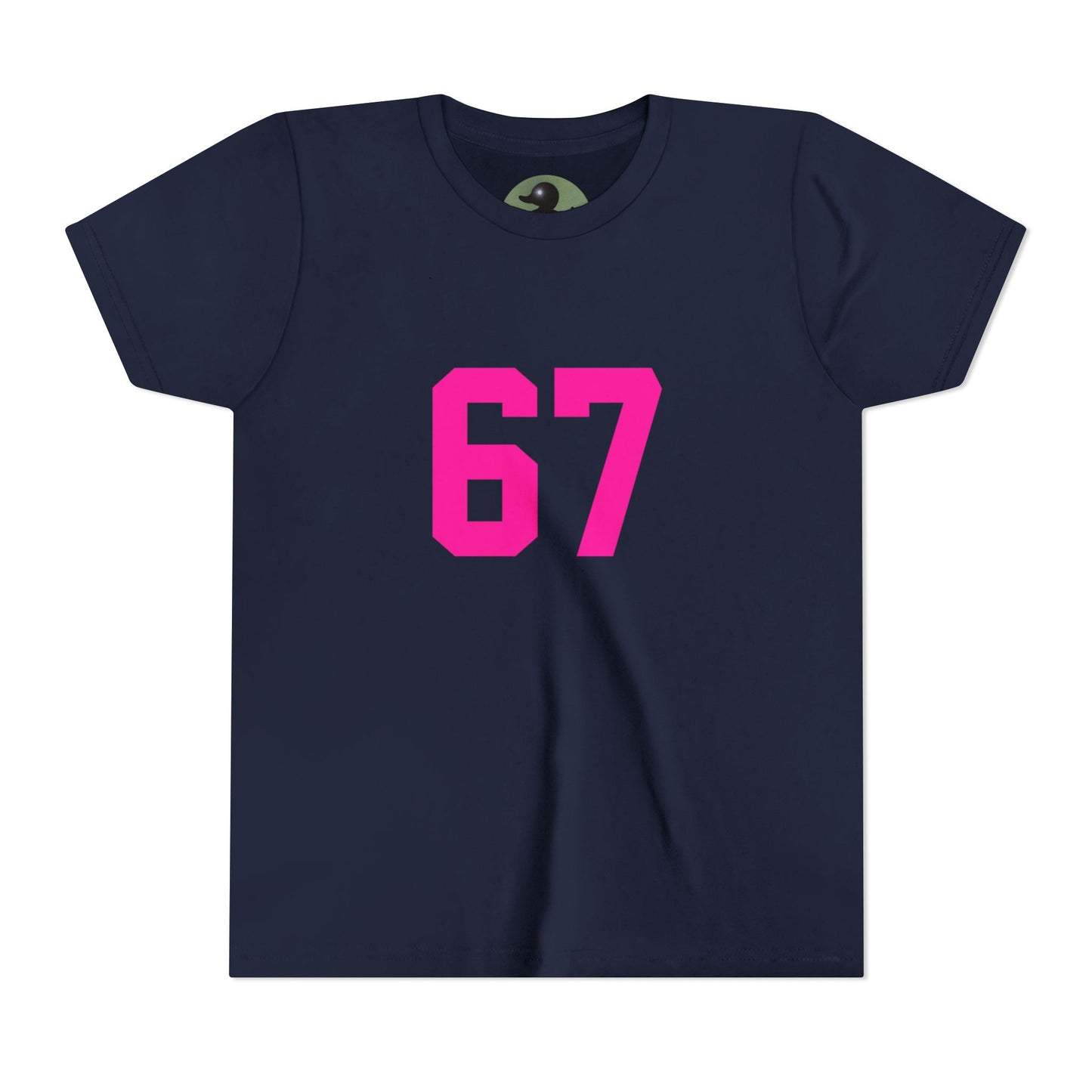 Youth Tee — Bold Pink "67" Number Sports Shirt, meme