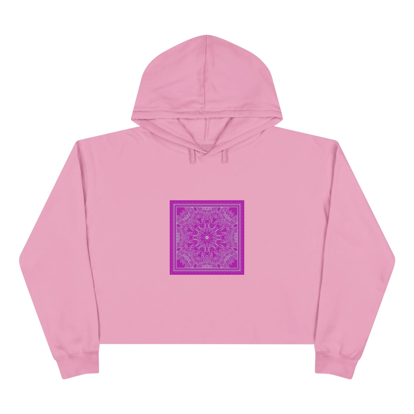 Bright Pink Bandanna Crop Hoodie - Minimalist Design