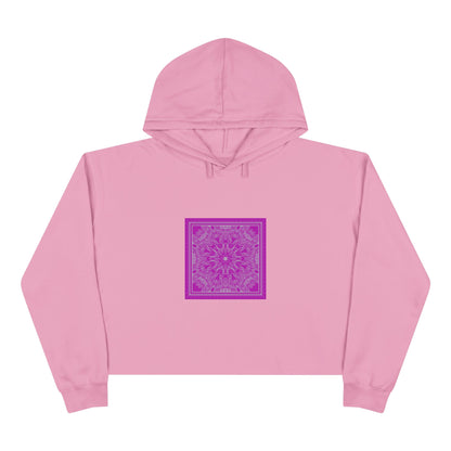 Bright Pink Bandanna Crop Hoodie - Minimalist Design
