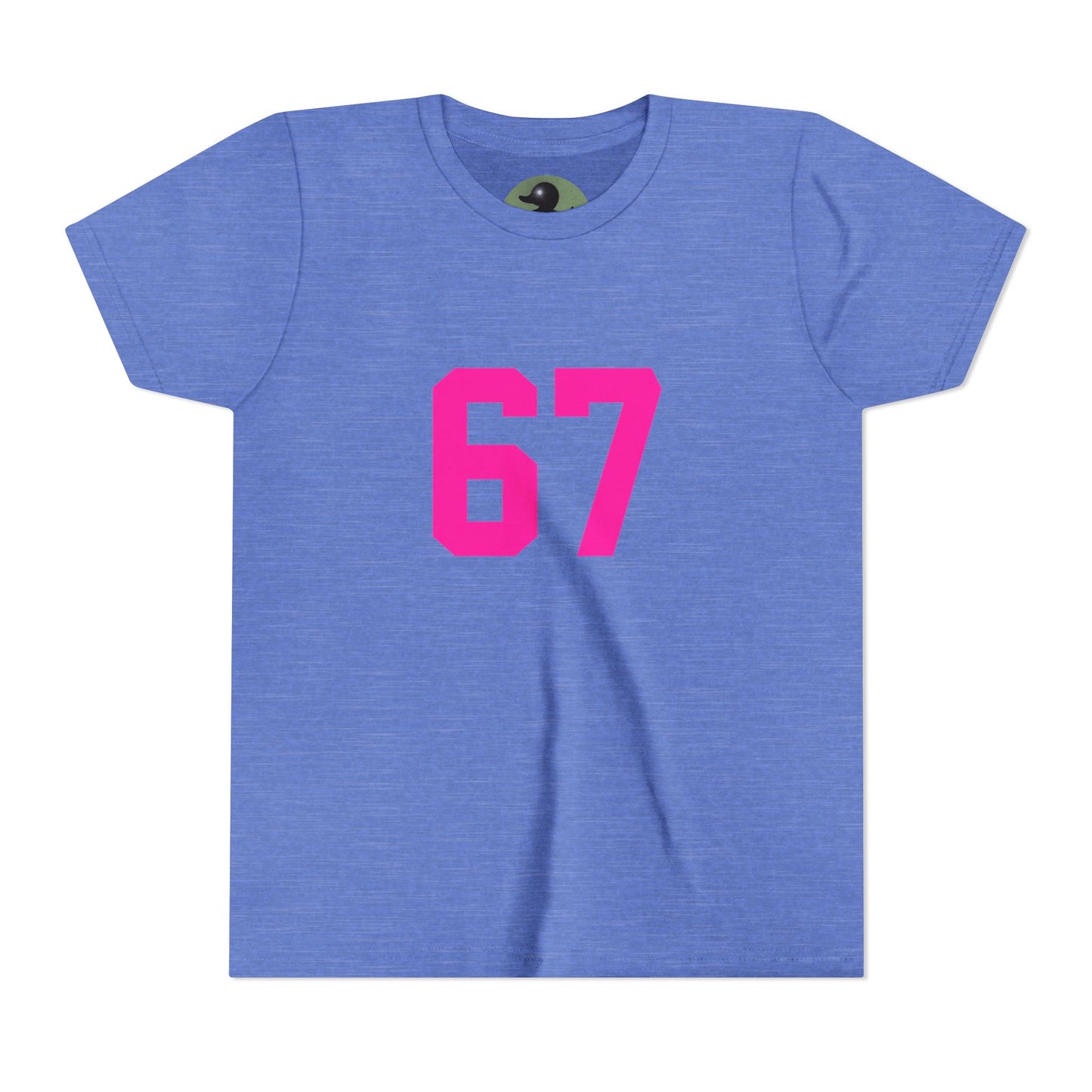Youth Tee — Bold Pink "67" Number Sports Shirt, meme