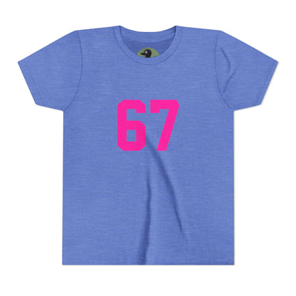Youth Tee — Bold Pink "67" Number Sports Shirt, meme
