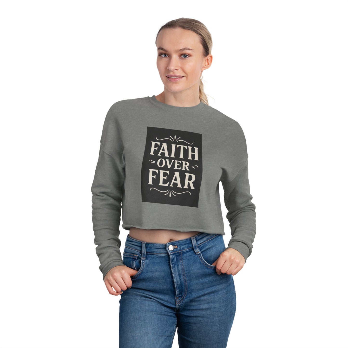 Faith Over Fear Gray Sweatshirt - Christian Crewneck, 3 other color selections