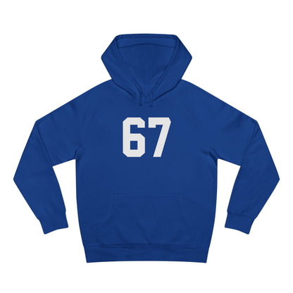 Sudadera unisex con capucha Adult 67 meme – Logotipo icónico en la espalda, ribete negro, detalle brillante en los ojos | Ajuste suave de primera calidad