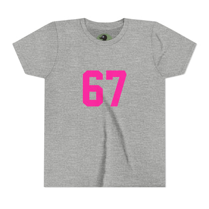 Youth Tee — Bold Pink "67" Number Sports Shirt, meme