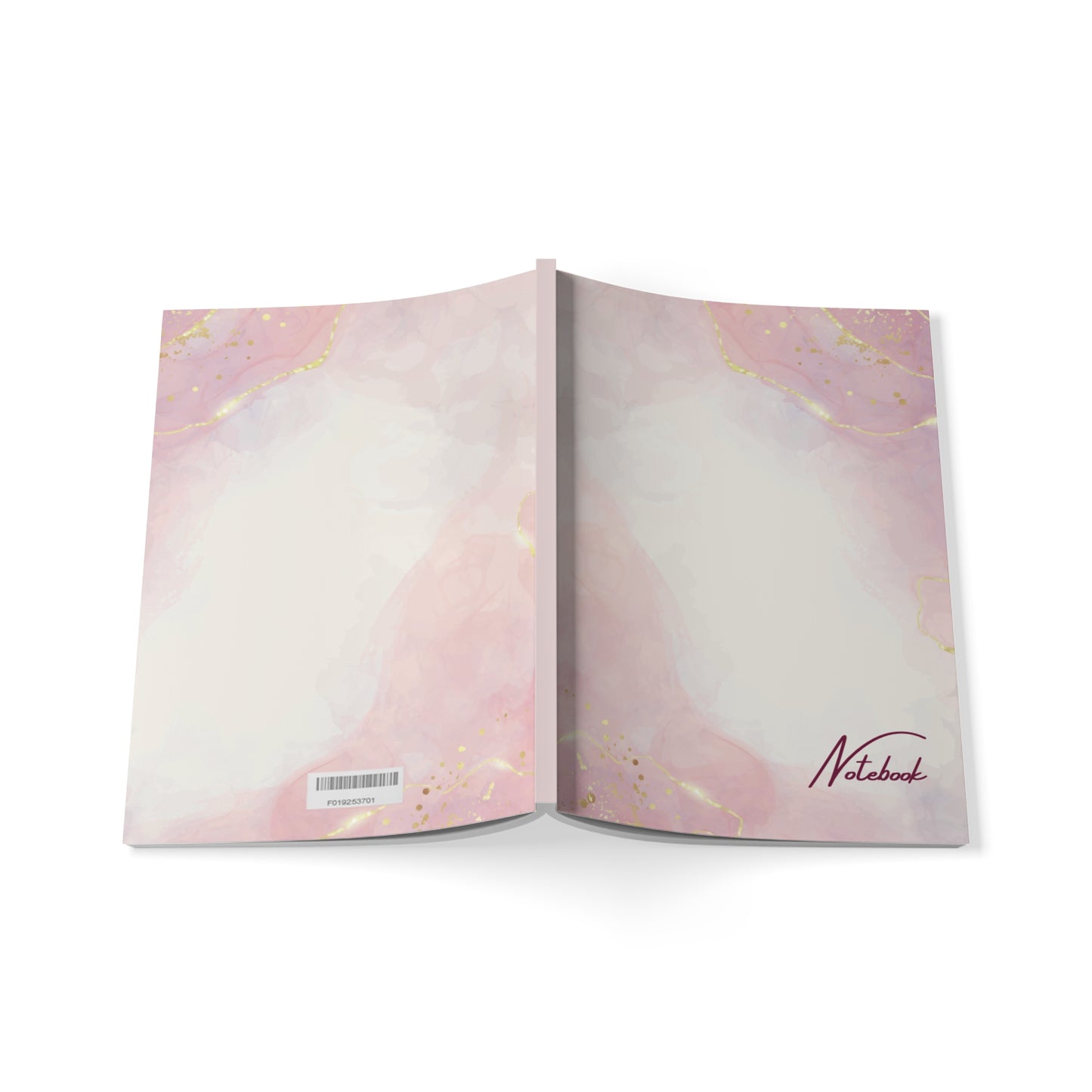 Pink & Gold Swirl Notebook – Aesthetic Lined Journal, Pretty Notebook for Students, Writers and Creative Women, A5 Size