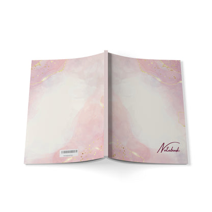 Pink & Gold Swirl Notebook – Aesthetic Lined Journal, Pretty Notebook for Students, Writers and Creative Women, A5 Size