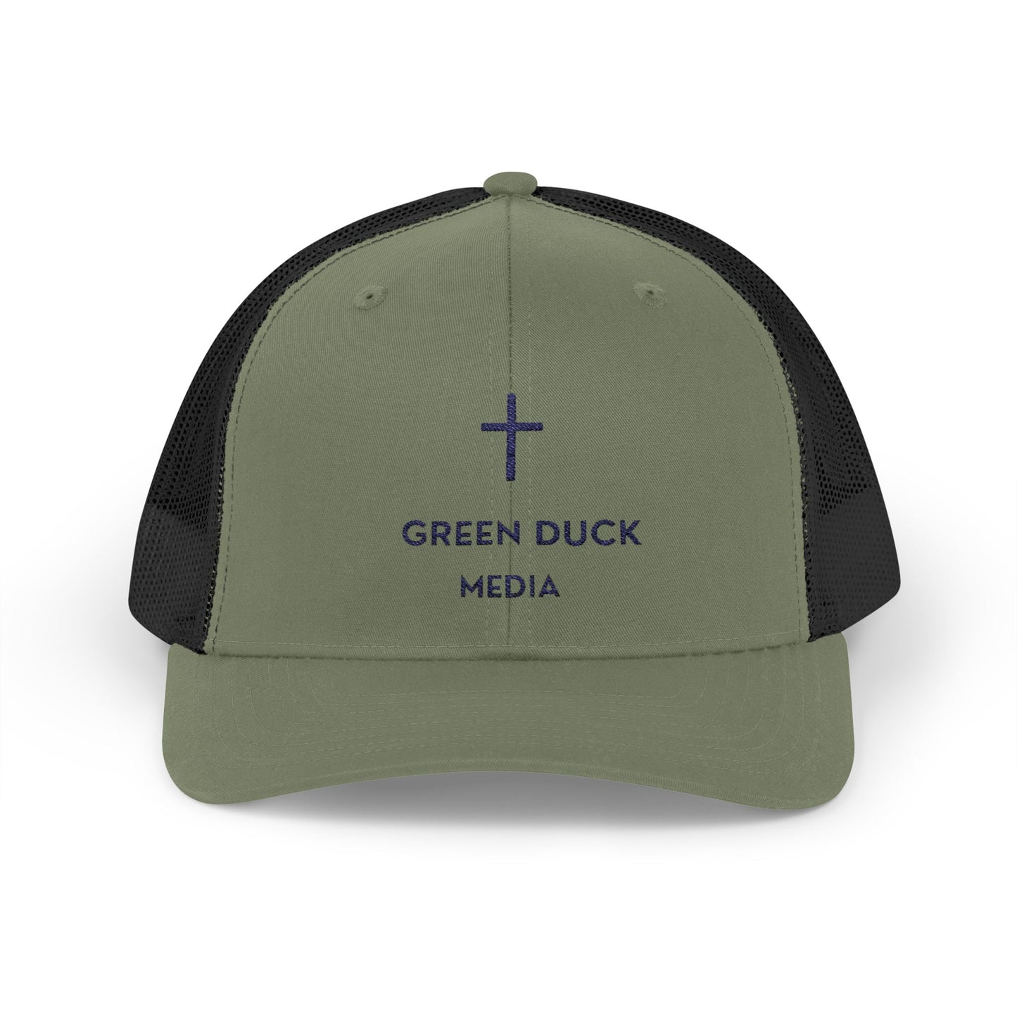 Cross Logo Trucker Hat - Green Duck Media Faith Collection