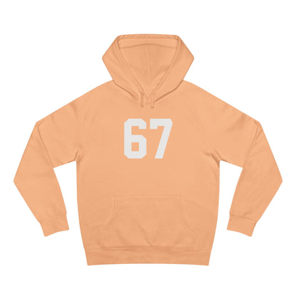 Sudadera unisex con capucha Adult 67 meme – Logotipo icónico en la espalda, ribete negro, detalle brillante en los ojos | Ajuste suave de primera calidad