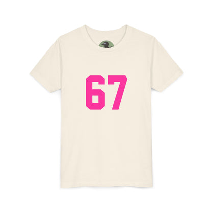 Youth Tee — Bold Pink "67" Number Sports Shirt, meme