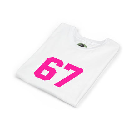 Youth Tee — Bold Pink "67" Number Sports Shirt, meme