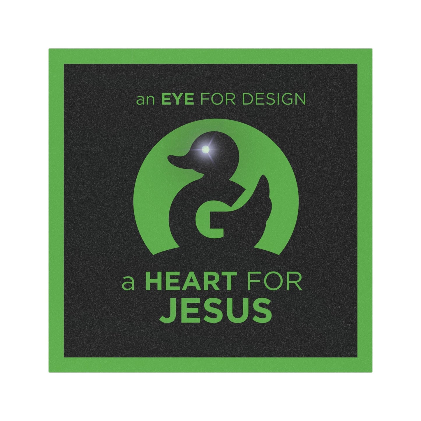 Amazing Car Magnets religious bumper sticker magnet with "An Eye for Design A Heart for Jesus" text, green and black design, 5x5 inches, weather-resistant vinyl vehicle decal
