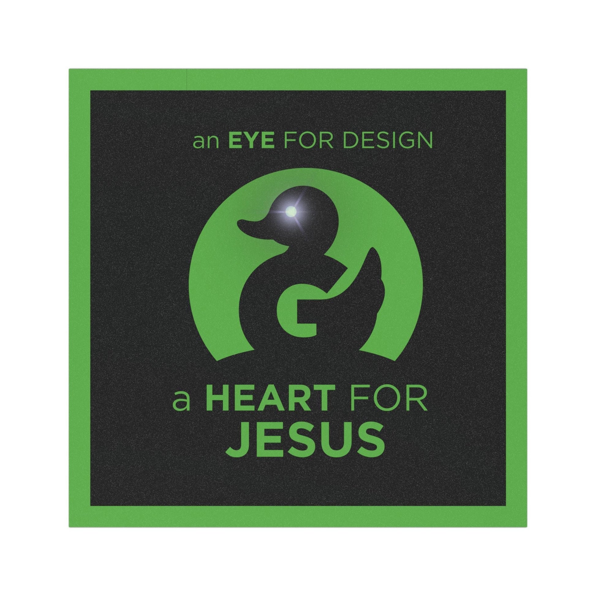 Amazing Car Magnets religious bumper sticker magnet with "An Eye for Design A Heart for Jesus" text, green and black design, 5x5 inches, weather-resistant vinyl vehicle decal