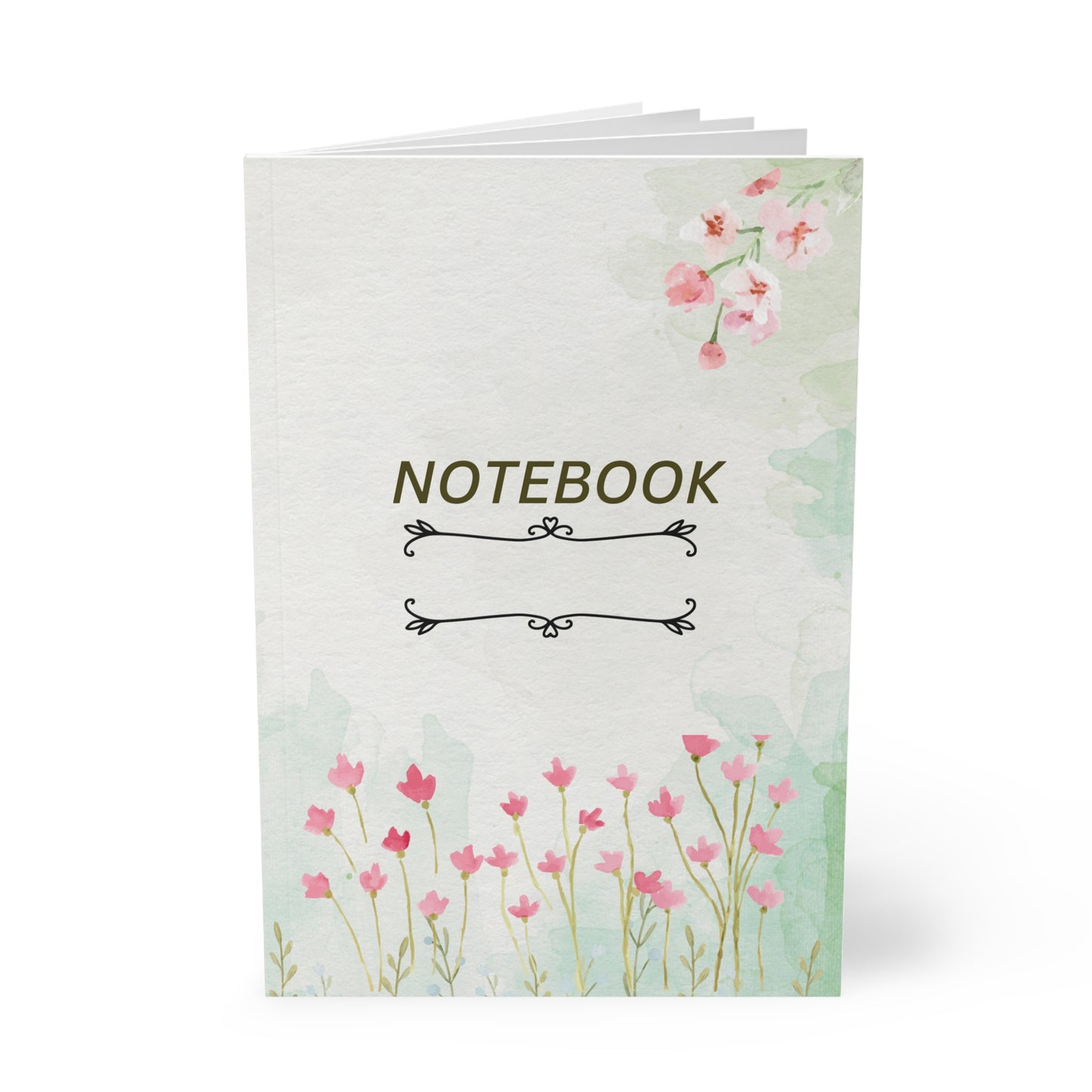 Floral Softcover Notebook, Journal, Gift for Students, Writing Journal, Butterfly Decor, Floral Theme, Compact A5 Size